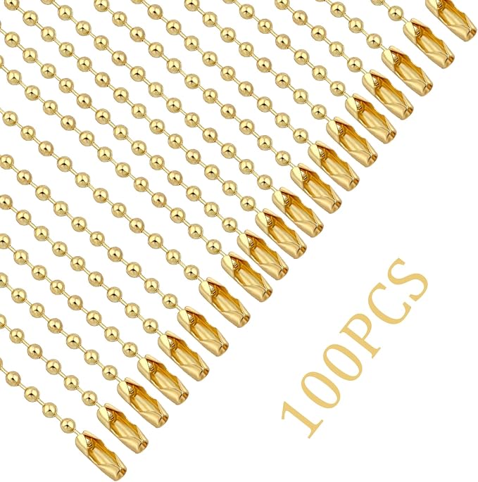 Lemonkey 100Pcs Ball Beads Chain Bulk, 4 Inch Dog Tag Metal Small Chain - Image 4