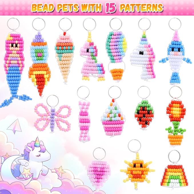 Funtopia Pony Beads Kit for Keychain Making, mini Pony Bead Pets for Kids - Image 7