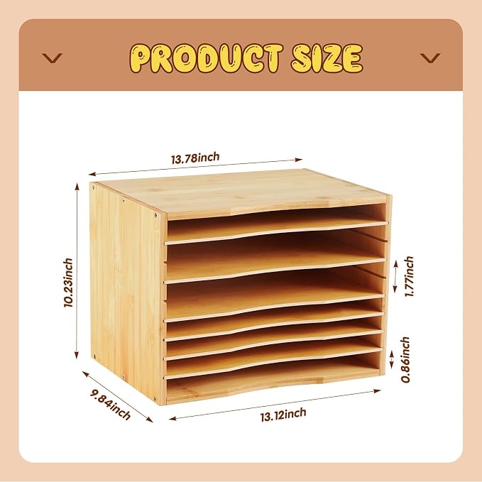 Ripeng 1 Pack Bamboo Puzzle Holder Rack, 7-Tier Adjustable Storage Organizer - Image 3