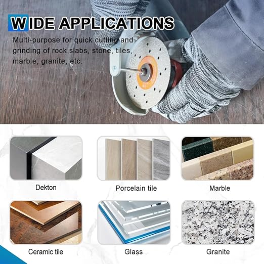 Rock Slab Grinding Disc - 7 inch Glass Cutter Disc (4pcs), Granite Cutting Disc, Diamond Grinder Wheel for Rock Slab, Stone, Tile, Marble, Granite, Glass Diamond Cutting Discs