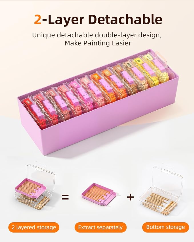 Redtwo 60 PCS Diamond Painting Storage Containers Trays, Detachable Trays - Image 4