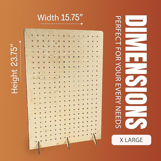 Torched Pegboard Display Stand for Jewelry, Craft Shows, Selling, Vendor Events, Tools, Peg Board Accessories Rack Organizer, XXL 15.75" L x 4.3" W x 23.75" H, Natural