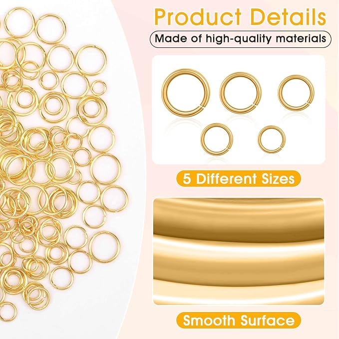 4600Pcs Gold Jump Rings with Jump Rings Open/Close Tools - Image 5