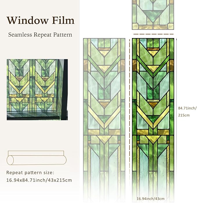 Faux Stained Glass Effect Transparent Window Film, Original Hand Drawn Static - Image 5