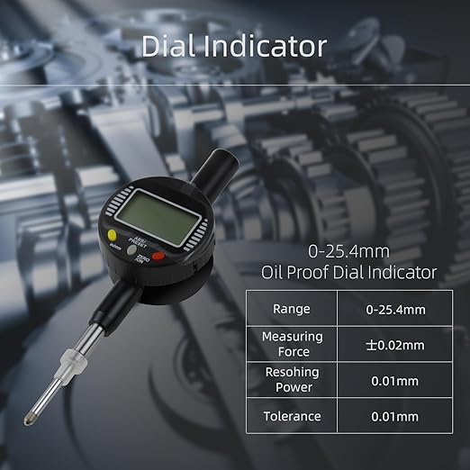 Digital Dial Gauge,with A Range of 25.4mm,Dlectrical Digital Indicator Accuracy of 0.01mm/0.0005 "Metric and Imperial Measure Tool Electronic Dial Gauge for 3D Printing,CNC Machine and Auto Repair