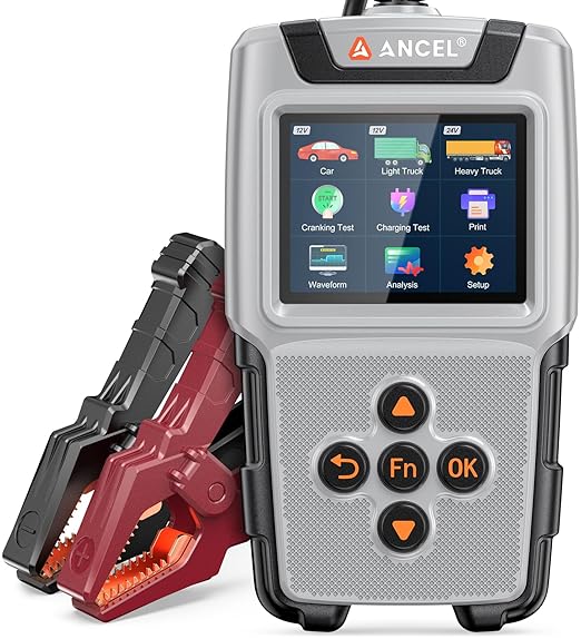 ANCEL BA101 PRO Battery Tester 12V&24V with Color Display, Cranking & Charging System Automotive Battery Load Analyzer for Car, Truck, SUV, RV, Boat, Heavy Duty Vehicles