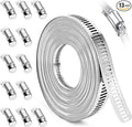 Hose Clamps, DIY 28 FT Metal Strap + 12 Fasteners, Hose Clamps Stainless Steel, Large Adjustable Hose Clamp Pipe Clamp for Pipe Automotive Mechanical Applications