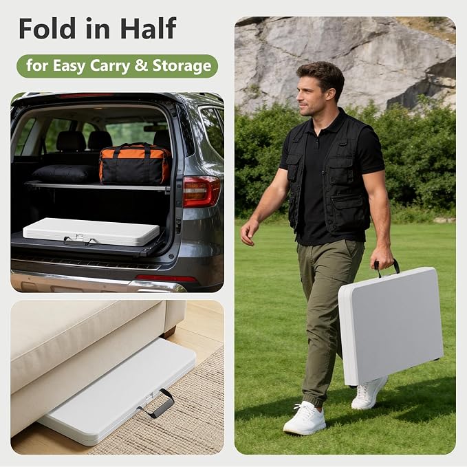 Folding Table 2 Pack, 36 Inch Square Foldable Card Tables, No Assembly Portable - Image 6