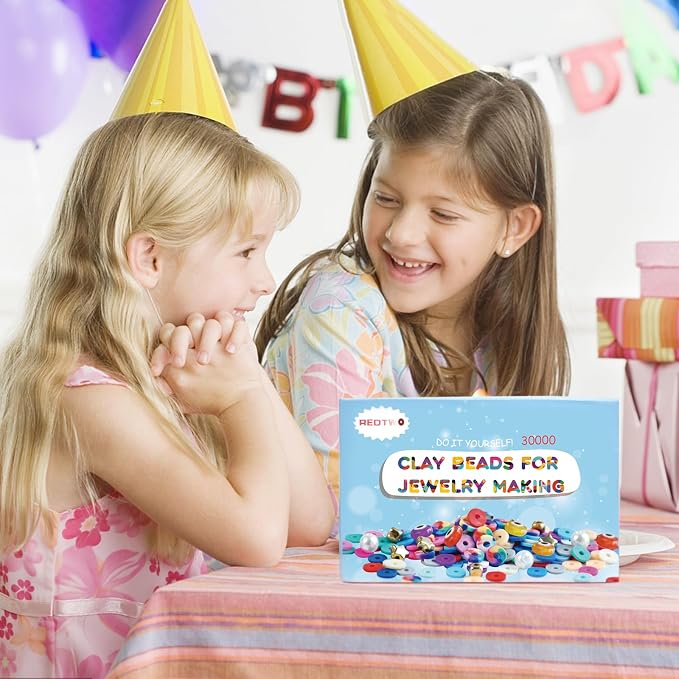 Redtwo 30000 Pcs Clay Beads Bracelet Making Kit, 9 Boxes 192 Colors Friendship - Image 6