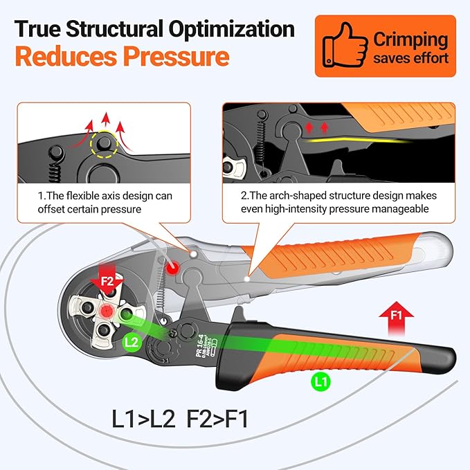 Preciva Ferrule Crimping Tool Kit with Portable Suitcase, Square Crimping Pliers for AWG 28-5 Ratchet Crimper with 1300 PCS Single & Dual Ferrule Connectors Wire Ferrules Terminals Kit