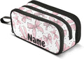 Custom Pink Bows Dots Pencil Case Box Boys Girls Personalized Name Large Pencil by BOENLE-WELCOMEYOURCOMING