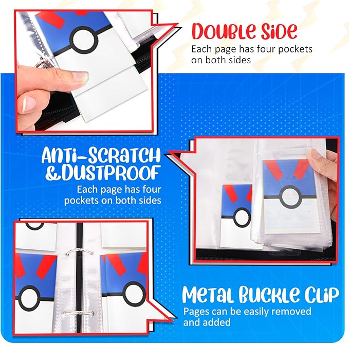 Card Binder 4 Pocket, Trading Card Holder Fits 400 Cards - Image 5