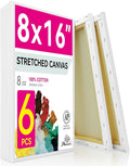 PHOENIX Long Stretched Canvas for Painting 8x16 Inch/6 Value Pack, 8 Oz Triple by PHOENIX