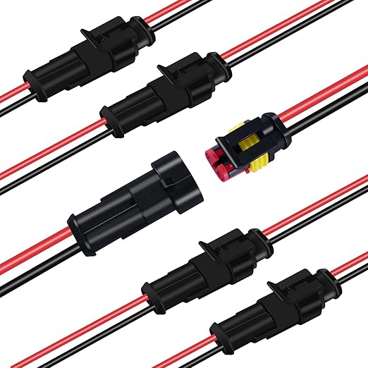 2 Pin Waterproof Electrical Connectors, Male and Female Wire Connectors, 12V Plug Connector, Suitable for Connecting Weak Current Lines Such As Cars, Motorcycles, and Ships(5 Pack)