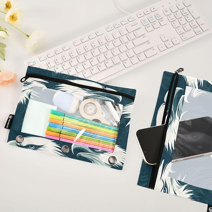 Eagles Head Pencil Pouch for 3 Ring Binder, 2 Pack Waterproof Pencil Bags Clear - Image 5