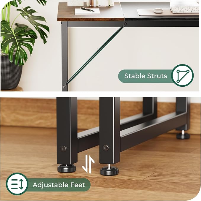 Huuger Computer Desk, 63 Inch Office Desk, Gaming Desk - Image 9