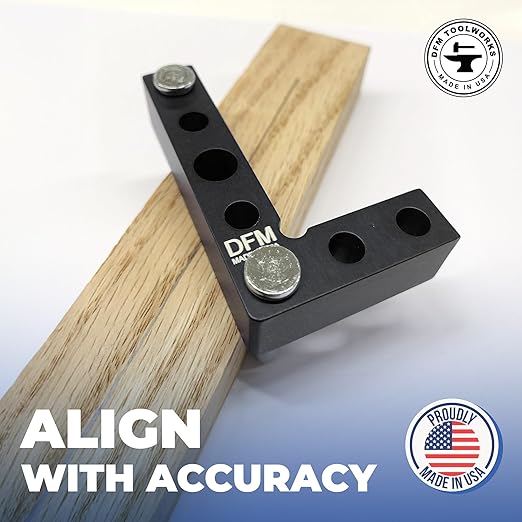 Small Square and Center Finder - Made in USA Versatile Woodworking Tool with 11/32" Center Marking Hole for Larger Pencils, Carpenter Tool for Accurate Line Transfers (Black)