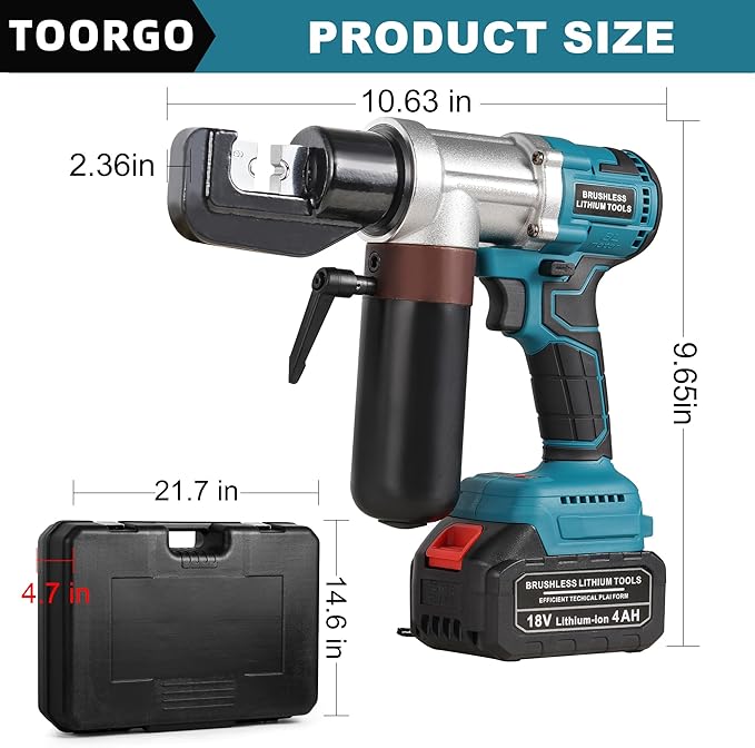 Electric Hydraulic Cable Lug Crimping Tool,12 AWG to 2/0 AWG Terminal,Cable,Wire Electric Crimper Tool Kit,Battery Crimp Tool Kits with 8 Dies
