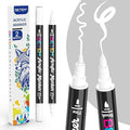 Betem Dual Tip Acrylic Paint Pens, 2 White Paint Markers by BetemArtWorld