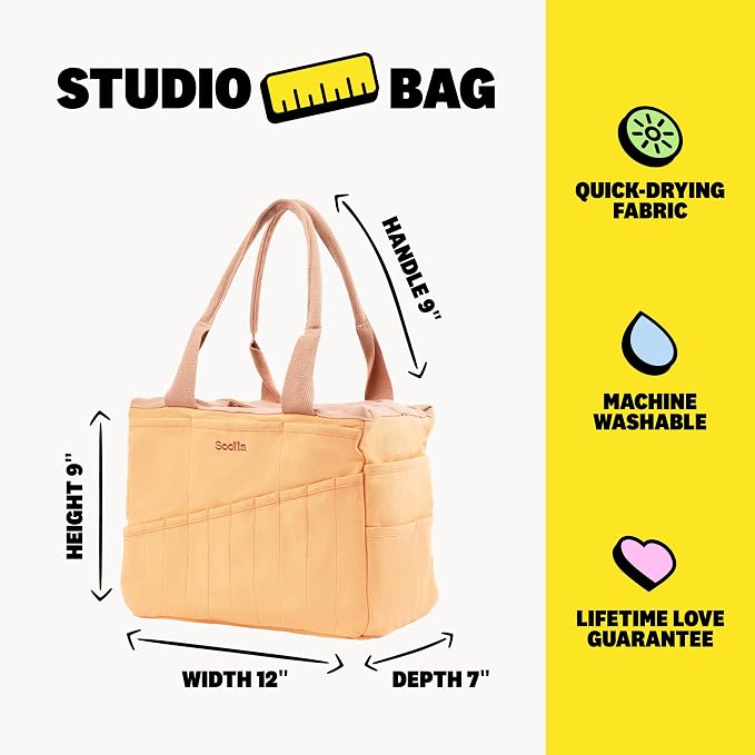 Soolla Studio Bag: Art Supply Storage Organizer & Pottery Tool Bag, Washable - Image 8
