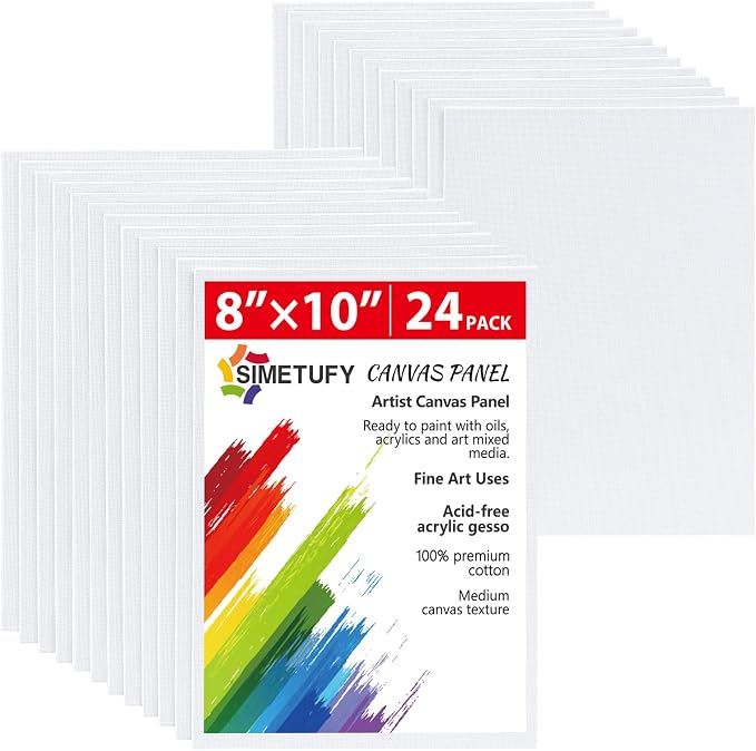 Simetufy 8x10 inch 24 Pcs Canvas Boards by Simetufy