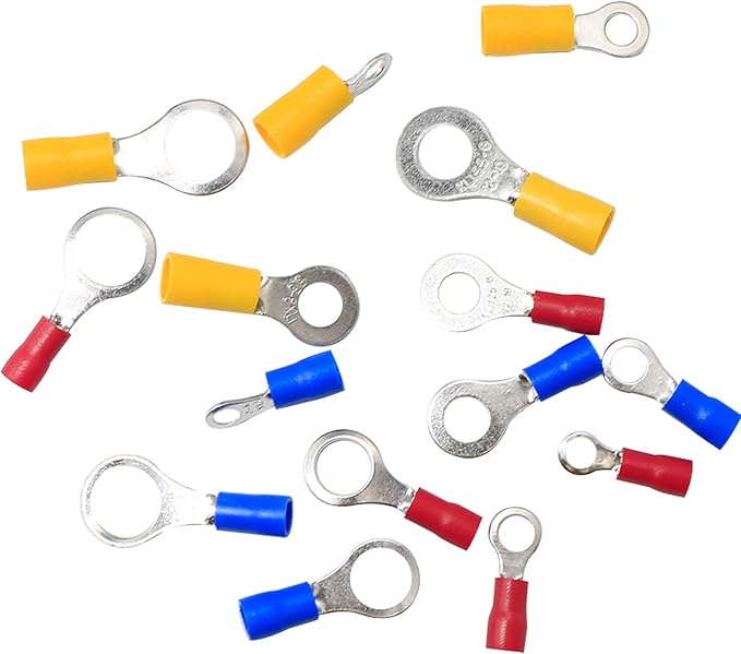 225Pcs Ring Terminals Electrical Wire Crimp Connectors Assortment Kit Yellow, Blue, Red