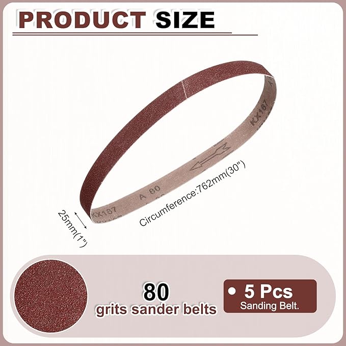 HARFINGTON 1 x 30 Inch Sanding Belts, 12 Pcs 80 Grits Aluminum Oxide Abrasive Belt Sander File Belt for Woodworking, Metal Polishing, Knife Sharpener
