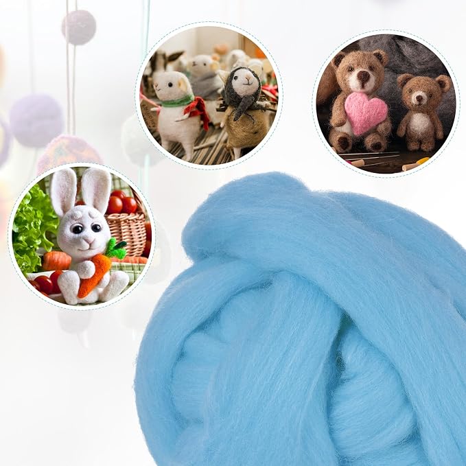 uxcell Needle Felting Wool, 3.5 Oz Nature Fibre Wool Yarn Roving - Image 4