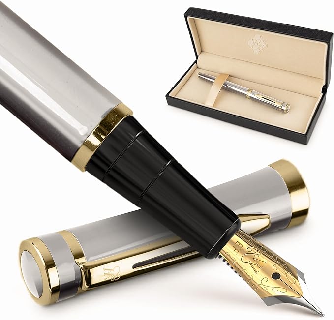 Wordsworth & Black Fountain Pen Set, 18K Gilded Extra Fine Nib, Includes 24 by WordsworthBlack