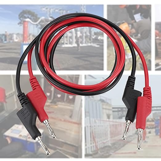 Sumnacon 2Pcs Banana to Banana Plug Test Leads - Stackable 4MM Banana Plug Test Cables, Multimeter Clip Wires for Electrical Testing 1000V/15A