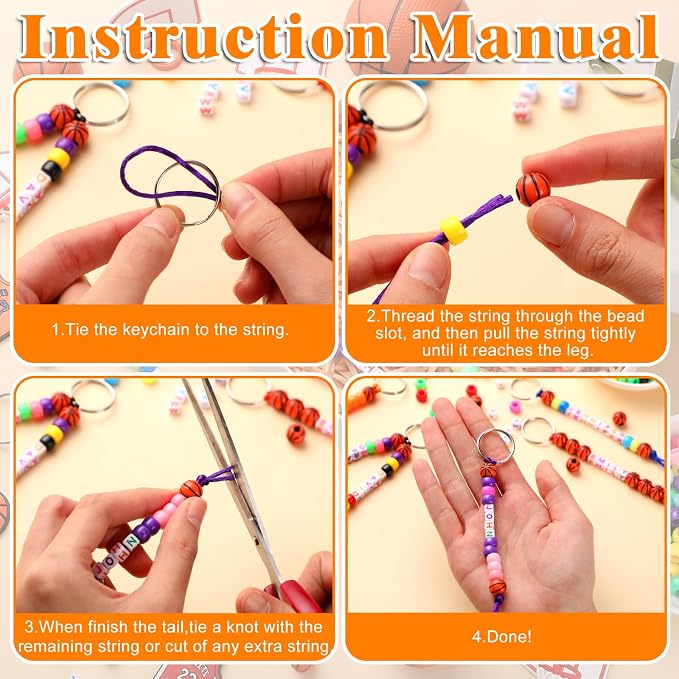 Landical 564 Pcs DIY Bead Keychain Kit Key Chain Making Craft Adjustable Letter - Image 2