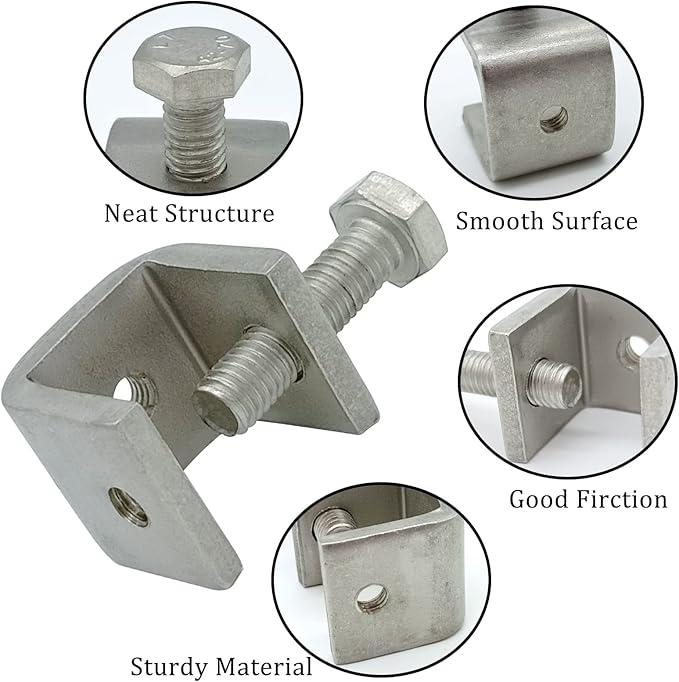 6-Pack 304 Stainless Steel C-Vise Clamps Heavy Duty C-Clamps C Clamps Mini with Stable Wide Jaw Openings Ideal for Home Decor Welding Carpenter Construction