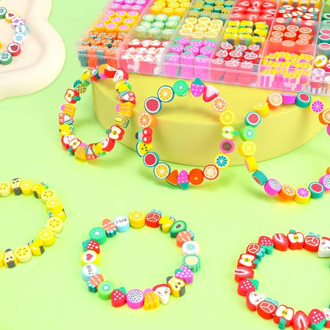 Gionlion Fruit Polymer Clay Beads Bracelet Making Kit, Colorful Clay Beads - Image 2