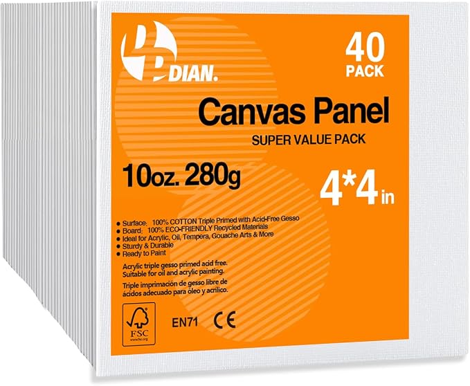 Canvas Boards for Painting 4x4 Inch, Watercolor by DPDIAN