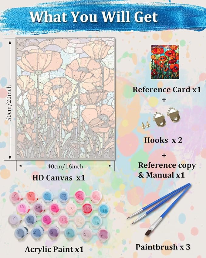 TOCARE Stained Glass Paint by Numbers Kit - Image 3