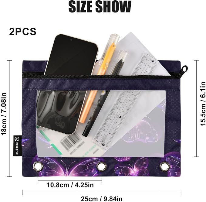 Custom Butterflies Purple Neon Pencil Pouch - Image 3