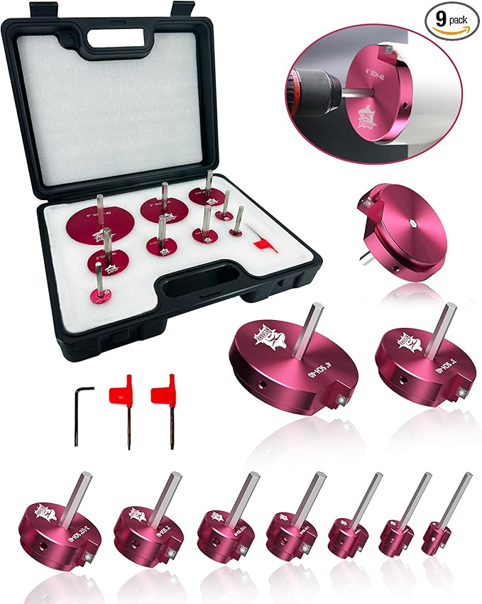 9 Pcs PVC Pipe Reamer Kit, PVC Fitting Saver, Plastic Pipe Fitting Reamer Socket Saver Plumbing Tool Includes 1/2, 3/4, 1, 1 1/4, 1 1/2, 2, 2 1/2, 3, 4 inch for Schedule 40 Fits Standard 1/2" Drill