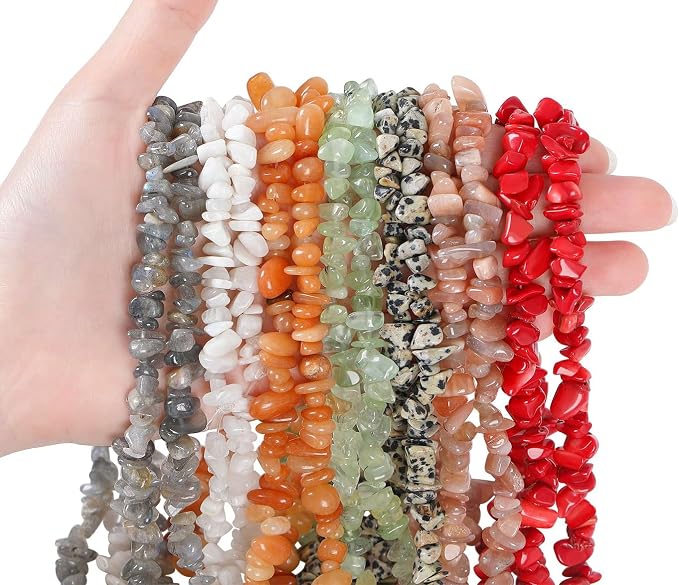 LAIDANLA Red Aventurine 400pcs Natural Chip Stone Beads 5-8mm Healing Crystal - Image 3