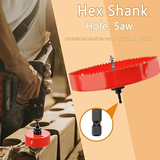 Hole Saw Heavy Duty bit Hex Shank,Hole Saw HSS with Arbor Bi-Metal & Heavy Duty Hole Saw Cutter for Wood Corn Hole Boards Plastic Drywall (φ170)