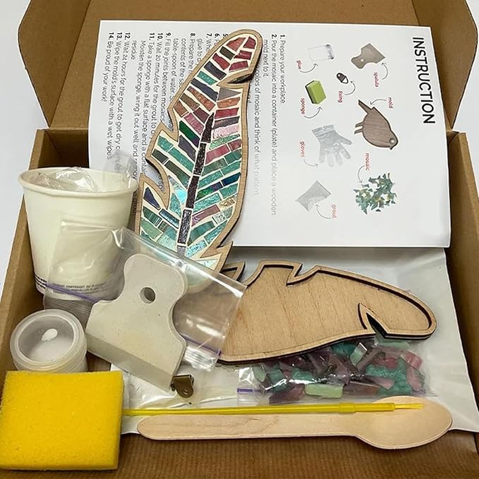 Smowfes Mixed Colour Leaf Mosaic Kit, Creative DIY Colourful Home Decoration - Image 5