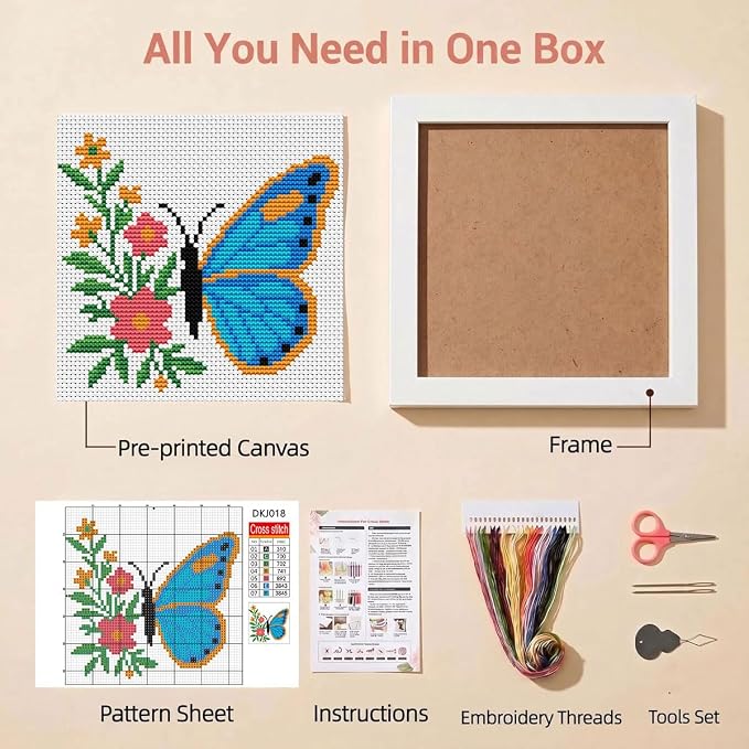 WUSARPLY Butterfly Stamped Cross Stitch Kits - Image 2