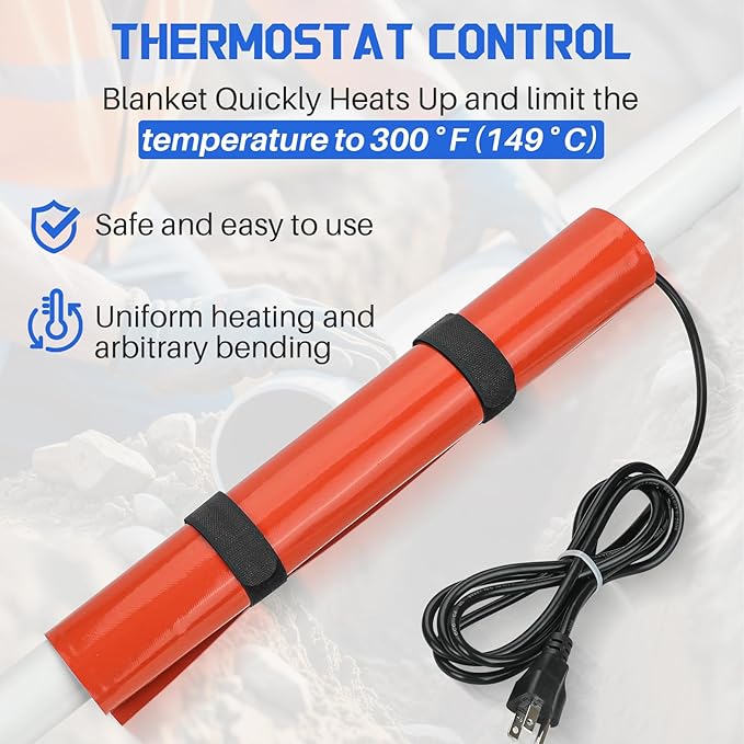 PVC Heating Blanket 1/2" To 1-1/2", PVC Conduit Bender 3 Minutes of Heating, Easy Bending, Use High-Quality Silicone Material, Faster Heating Speed with Longer Service Life, 120V/200W