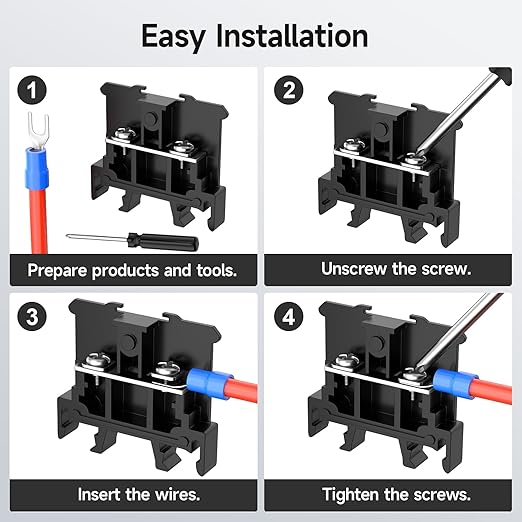 15Pcs JHY1 DIN Rail Terminal Blocks, 660V 16A, 2.5mm², Detachable & Assemblable Terminal Strip Blocks, 30Pcs 16-14 AWG Insulated Fork Spade Wire Connectors & 5.51 Inch DIN Rail Included