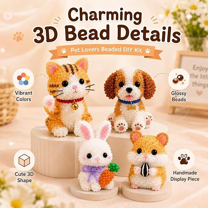 TAGYSH 3D Beaded Animal Kit for Adults, Advanced DIY Bead Art Craft Kit - Image 3