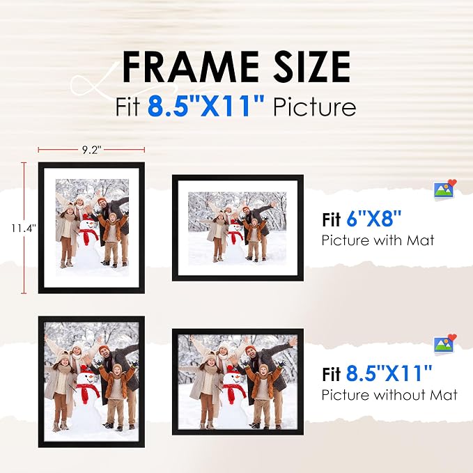 FIXSMITH 8.5x11 Picture Frame Bulk-6 Pack, Photo Frame - Image 2