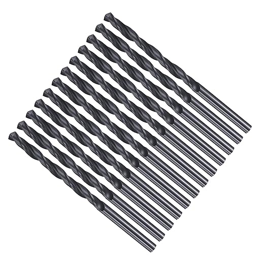 Drill Bit, 4.7mm Cutting Diameter, 4241 HSS Nitriding Black 118° Cutting Angle Versatile Jobber Bits - (Applications: for Drilling Plastic Wood Soft Metal), 12-Pieces
