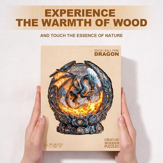 Magic Ball Fire Dragon Puzzles Adults Gifts Wooden 95 Pieces 8.5 * 7.8in - Image 8