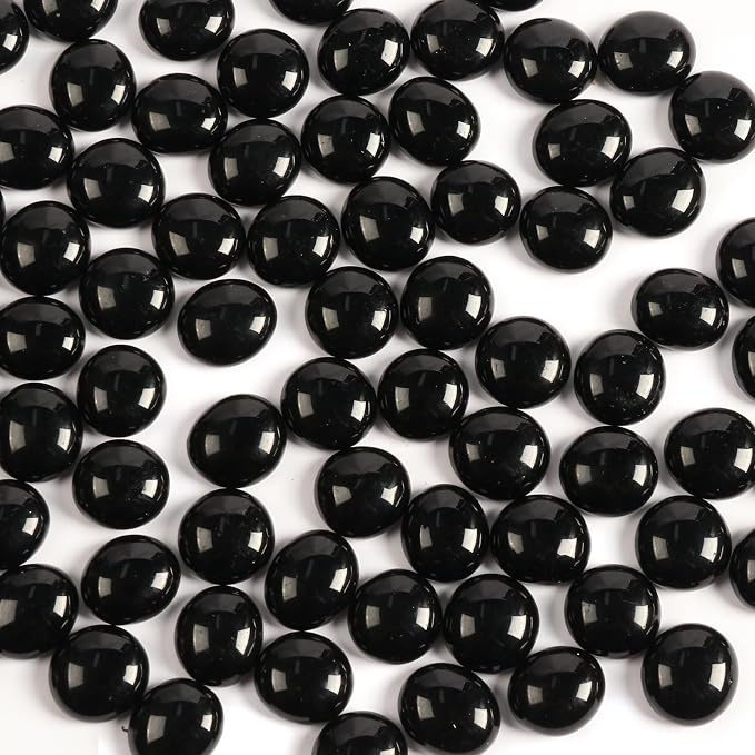 1lb Black Glass Marbles for Vase, Decorative Pebbles for Vase Fillers, Fish Tank by MBKHFLL