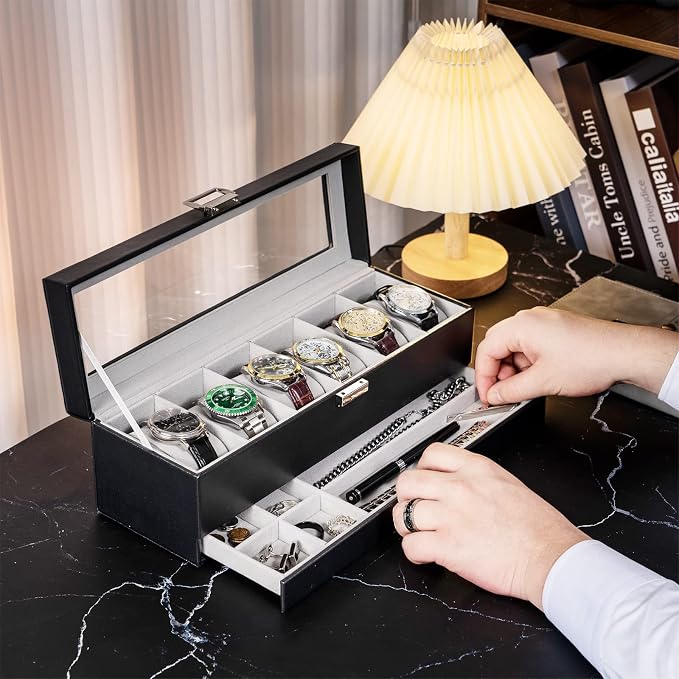 ProCase Watch Box, 6 Slot Watches Display Case - Image 5