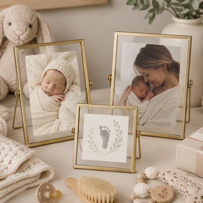 Gold Picture Frames Set of 3 — 4x4 4x6 5x7 Floating Glass Photo Frame Gift | - Image 7